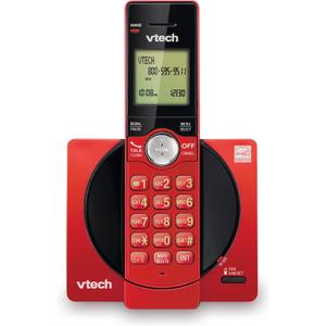 VTech Cordless Phone for Home with Caller ID/Call Waiting, CS6919-16 Landline Phones, Illuminated Keypad, Full Duplex Speakerphone, Wall Mount, Red