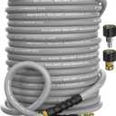 3/8" Pressure Washer Hose 100FT 4800 PSI, Kink Resistant Steel Braided Layer & NonMarking Rubber for Hot/Cold Water, High Power Washer Hose With 3/8 Inch Quick Connect & M22 Fitting, Gray