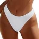 YMISAN Women's Bikini Swim Bottom Briefs Ribbed High Cut Mid Waist Cheeky Bathing Suit Bottom, XL