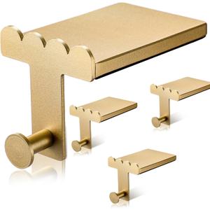 MorningRo 4 Pcs Heavy Duty Christmas Stocking Holders Scalloped Brass Non-Slip Mantel Fireplace Stocking Hangers for Xmas Counter Tables Fireplace Mantle Decoration