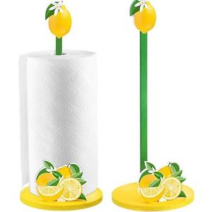 Weysat Lemon Paper Towel Roll Holder Countertop, Lemon Housewarming Gifts for Women, Freestanding Paper Towel Holder, Farmhouse Kitchen Accessories Home Decor, 3D Handmade Pattern, Weighted Base