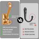 Coat Hooks Wall Hooks for Hanging, Wall Mounted for Coat Heavy Duty Single Prong Wall Hooks for Hanging Hat, Towel, Key, Robe, Coats, Scarf, Bag, Cap, Coffee Cup, Mugs (2 PCS Gold)