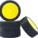 RC 12mm Hex Hub Wheel Rims & Rubber Tires Compatible with HSP Tamiya HPI Kyosho 1/10 On-Road Touring Car WLtoys 1/14 144001 Traxxas 1/16 Slash RC 1/18 A959B Buggy (Yellow)