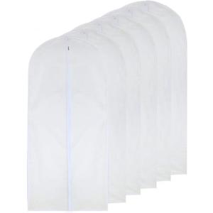 Garment Bags for Hanging Clothes 24'' x 40'' Suit Hanging Garment Bags White Breathable Suit Covers for Closet Full Zipper Dust Cover for Suits Dance Clothes Closet Pack of 6