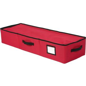 Sattiyrch Underbed Christmas Ornament Storage Box Zippered Closure,Stores up to 96 of The 3-inch Standard Christmas Ornaments, Xmas Storage Container with Dividers & Two Handles