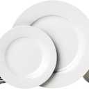 Amazon Basics 18-Piece White Dinnerware Set, Plates, Bowls, Service for 6