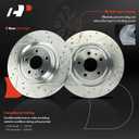 A-Premium 12.99 in (330 mm) Rear Drilled and Slotted Disc Brake Rotors + Ceramic Pads Kit Compatible with Select Audi Models - S4 2010-2016, S5 2013-2017, 6-PC Set