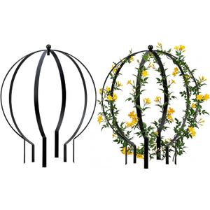2 PCS Metal Garden Round Trellis for Climbing Plants, Large Black Powder Coated Obelisk for Roses, Vines, Flowers, Patio Doorway Garden Decor Indoor Outdoor, Easy Assembly (18.5" x 15'')