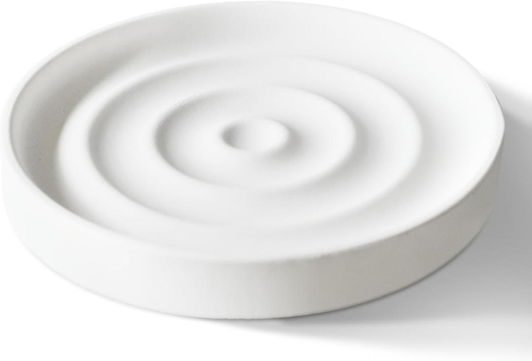 Diatomite Soap Dish Holder, Stone Bath Dish, Quick Dry Stone Bar Holder, Fast Drying Soap Saver, Diatomaceous Earth Tray for Hand Soap, Sponge Organizer, White (1-Pack)