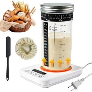 Sourdough Starter Warmer with Sourdough Bread Starter Kit, Abnaok Precise 1F Thermostat Control (70-180F) Timer Sour Dough Warmer Pad, Smart memory Warming On/Off