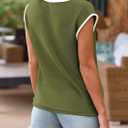 Imily Bela Summer Cap Sleeve Sweater Vest for Women Casual V Neck Sleeveless Knit Pullover Tank Tops 2025 Spring Shirts (Small, Army Green)