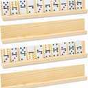 Juvale Dominoes Holders Set of 4 Wooden Trays - 13-Inch, Natural Wood - Customizable Unfinished Racks for Mexican Train Accessories
