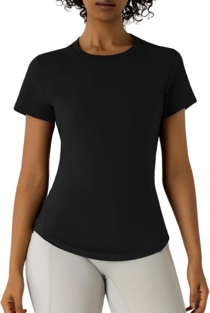 Workout Tops for Women Athletic Tops Short Sleeve Shirts-Cropped Slim Fit Gym Running Yoga T Shirts (S)