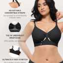 SHAPELLX Wireless Comfy Bra for Women Seamless Bra Non Padded Soft Bralette V Neck Everyday Bras with 4 Rows of Hooks (Blue)