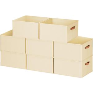 8 Pack Large Closet Storage Baskets Bins for Shelves, Collapsible Fabric Closet Organizers and Storage with Polyester Handles, Decorative Baskets for Organizing Clothes, Towels, Linen Closet 16x12x10"