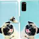 Case for Galaxy S20 - Pug Leather Flip Case with Card Slot and Kickstand (Funny Pug Dog)