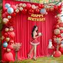 10x10ft Red Backdrop Curtain Panels for Parties - Wrinkle Free Polyester Photo Curtain Backdrop Wedding Back Drop Fabric Drapes for Party Decorations Background for Photography