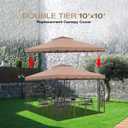 10x10 Canopy Replacement Top Double Tiered Gazebo Cover for Yard, Patio & Garden Durable Sunshade Replacement (Coffee Liqueur+Brown with lace)