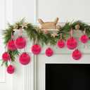 HyDren 24 Pcs Hot Pink Velvet Christmas Ornaments Balls Bulk Flocked Christmas Tree Ornaments 3.15, 2.76, 2.36 Inch Shatterproof Hanging Xmas Tree Balls Decor for Xmas Decorations