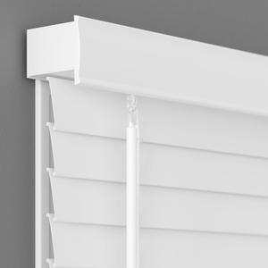 Lumino - 2" Cordless Flat Slat Faux Wood Window Blinds for Home - 34" W x 60" L - White, Faux Wood Blinds for Indoor Windows, Venetian Room Darkening Blinds