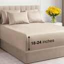 Extra Deep King Sheet Set - 6 Piece Breathable and Cooling Sheets - Hotel Luxury Bed Sheets Set - Easy & Secure Fit - Soft, Wrinkle Free and Comfy Sheets Set - Wheat Sheet Set with Extra Deep Pockets