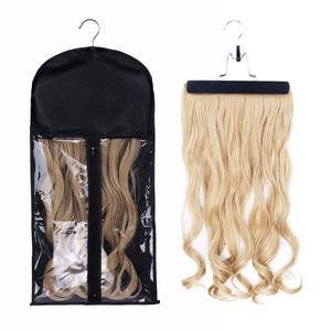 Hair Extensions Hanger with Storage Bag Hairpieces Storage Holder Wigs Carrier Case for Store Style Hair Black Color (1 pcs, Black)