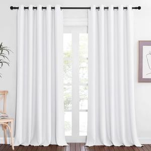 NICETOWN Extra Long Room Darkening Curtain 102 inches Long, Grommet Patio Door Curtain Thermal Drape Sound Reducing for Living Room/Bedroom (White, W66 x L102, 1 Panel)