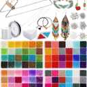 Jexine Bead Loom Kit for Adults 48000 Pcs Beading Loom Supplies with 96 Color 2 mm Glass Seed Bead Bracelets Christmas Jewelry Earring Making Tools Gifts for Girls DIY Craft