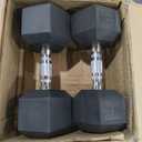 CAP Rubber Coated Dumbbell Weights, Free Weights for Home Gym Strength Training, Anti-Roll Hex Dumbbells with Black, Chrome & Comfort Grip Handles, Pairs & Sets, 35 lb