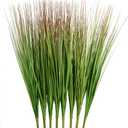 8pcs 27" Outdoor Artificial Plants Faux Onion Grass Artificial Tall Grass Plants Outdoor Faux Fake Grass Greenery Fake Shrubs Plant (8, Green)