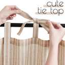 jinchan Tie Top Linen Kitchen Curtains 24 Inches Striped Tier Curtains Farmhouse Modern Cafe Style Small Window Treatments Airy Light Filtering Rod Pocket for Living Room Bathroom 2 Panels Tan