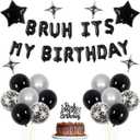Bruh Its My Birthday Party Decorations with Bruh Its My Birthday Balloons Banner Cake Topper for Preteen and Teen 14th 13th 12th Birthday Party Decor