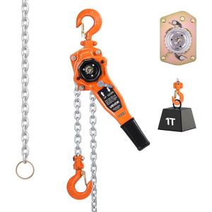 VEVOR Manual Lever Chain Hoist, 1T 2200LBS Capacity Heavy Duty Come Along, 10FT Lift G80 Alloy Steel Chain with Dual Pawl Mechanical Brake,360Rotating Hooks, for Warehouse Construction Garage (Orange)