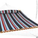 Sunnydaze Quilted Outdoor Hammock with Spreader Bars - Heavy-Duty 450-Pound Capacity Double Hammock for Outside - Nautical Stripe