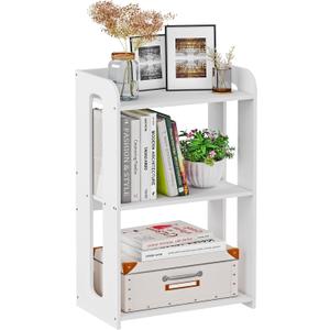 HAYOFAMY 3 Tier End Table Nightstand White, Small Bookshelf with Open Shelf, Narrow Side Table Bedside Table for Bedroom, Living Room, Office, Bathroom
