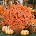 Alupssuc 48 Bundles Artificial Mums Flowers for Outdoors Decoration, UV Resistant Silk Violet Faux Colorful Violet Eucalyptus Fall Fake Plants for Outside Indoor Yard Home Patio Porch Decor, Autumn