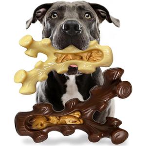 SIHRMIU 2 Pack Dog Chew Toys for Aggressive Chewers,Boredom and Stimulating Best Dog Toys for Medium/Large Breed,Tough Almost Indestructible Dog Bones for Teeth Cleaning and Training