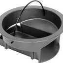 Vankey Heavy Duty Cast Iron Ash Can for Kamado Joe Classic Joe Grill Compatible with Original Slid-Out Ash Drawer, Fire Grate & Fire Basket Ventilated Design for Enhanced Airflow & Fast Ash Removal