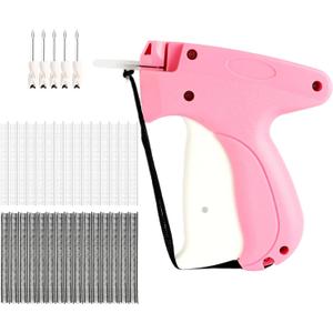 Stitch Gun for Clothes, Micro Handheld Tag Gun Quick Stitch Sewing Gun, Portable Quick Clothing Fixer Hemming Tool Includes 5 Needles and 3000 Black White Fasteners(Pink)