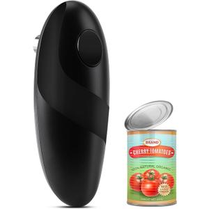 Battery Operated Electric Can Opener  Automatic, Hands-Free, Smooth Edge, One-Touch Jar Opener for All Can Shapes and Sizes, Portable and Safe Kitchen Gadget, Easy to Use for Seniors and Arthritis (Black)