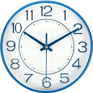 PATIKIL 8 Inch Wall Clock, Battery Operated Silent Non-Ticking Round Modern Wall Clock for Kitchen Office Bedroom Decor, Blue