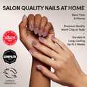 Glamnetic Press On Nails - Fairy Dust | Short Oval Beige-Pink Fake Nails with a Mesmerizing Metallic Finish, Salon Quality | 15 Sizes - 30 Nail Kit with Glue