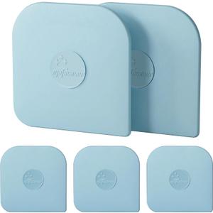 Pan Scraper, 5 Pcs Pot Scraper Plastic, Pot Scraper Non Scratch for Cast Iron, Pot and Pan Cleaning, Sturdy Scraper Kitchen Tool-Aqua