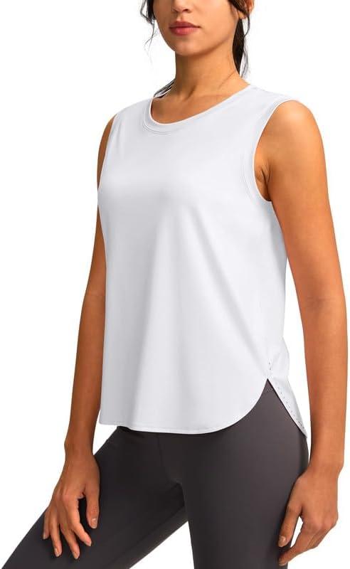 YYV Women's Workout Tank Tops Lightweight Sleeveless Workout Tops Loose Fit Yoga Athletic Running Shirts (White, S)