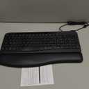 VEILZOR Wired Ergonomic Keyboard, 7-Color Backlit USB Computer Keyboard with Wrist Rest, Wave Keys, Phone Holder, Lighted Keyboard Compatible with PC, Laptop, Windows, and Mac (Black)