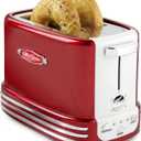 Nostalgia Retro Wide 2-Slice Toaster, Vintage Design With Crumb Tray, Cord Storage & 5 Toasting Levels, Red