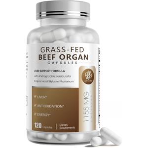 2 x iMATCHME Grass Fed Beef Organ Supplement with Beef Liver & Adrenals, R-Lipoic Acid for Liver Detox, Antioxidant, Energy & Overall Health, 120 Count (Pack of 1) | Easy to Swallow | for Women and Men