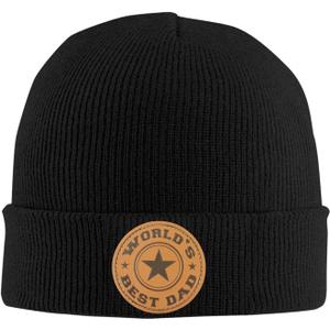 World's Best Papa Grandpa Beanie Hat for Men, Adjustable Christmas Fathers Day Birthday Gifts for Daddy from Kids (Black)