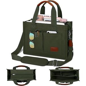 KKXIU Large Canvas Tote Bag for Women with Zipper and Compartments Crossbody Work Bible Messenger Purse Bag With Pockets