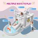 Inflatable Water Slide for Kids, PVC Bouncy Castle Outdoor with Slide, Bounce House, Basketball Hoop, Pool, Rings, Target Game, Jumping, Pump Included, 133"L x 70"W x 65"H